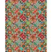 Bohemian Tile Carousel glass film pattern in terracotta, teal and cream, full design view